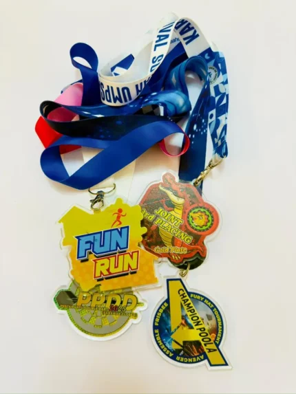 custom shape acrylic medal UV printed for sports and events Malaysia