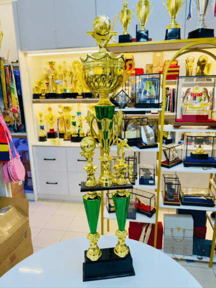 2 Multi-tiered Trophy 10 99cm green and gold two-tier cup trophy