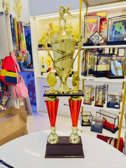 2 Multi-tiered Trophy 12 77cm red and gold two-tier snooker trophy