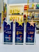 Budget Crystal Plaque 11 with Gold, Silver and Bronze metal stars
