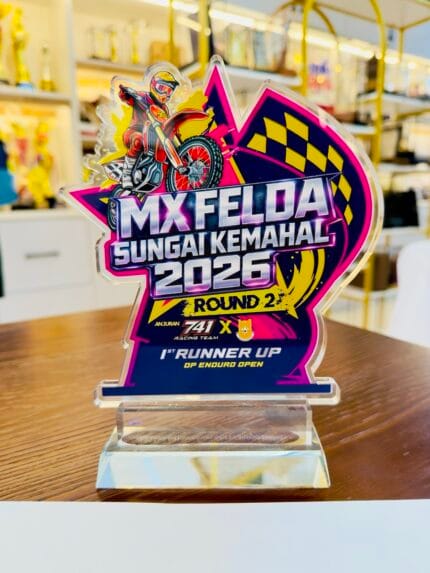 Custom Die-Cut Acrylic Plaques 1 Size A MX Felda Sungai Kemahal 2026 motocross design example