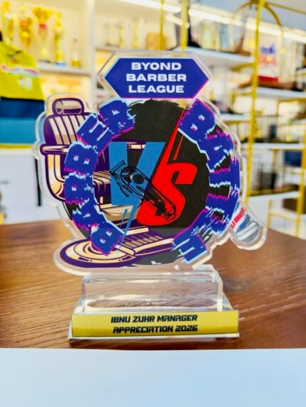 Custom Die-Cut Acrylic Plaques 2 Size A Beyond Barber League design example