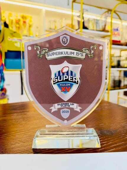 Custom Die-Cut Acrylic Plaques 3 Size A Super Kulim XV rugby design example