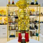 2 Tier 4 Legs Cup Trophy 6 80cm red and gold sports trophy