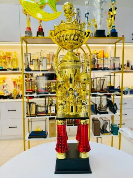 2 Tier 4 Legs Cup Trophy 6 80cm red and gold sports trophy