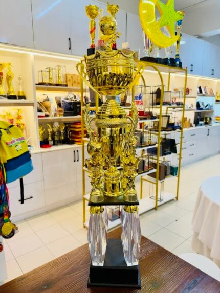 2 Tier 4 Legs Cup Trophy 7 90cm acrylic and gold sports trophy