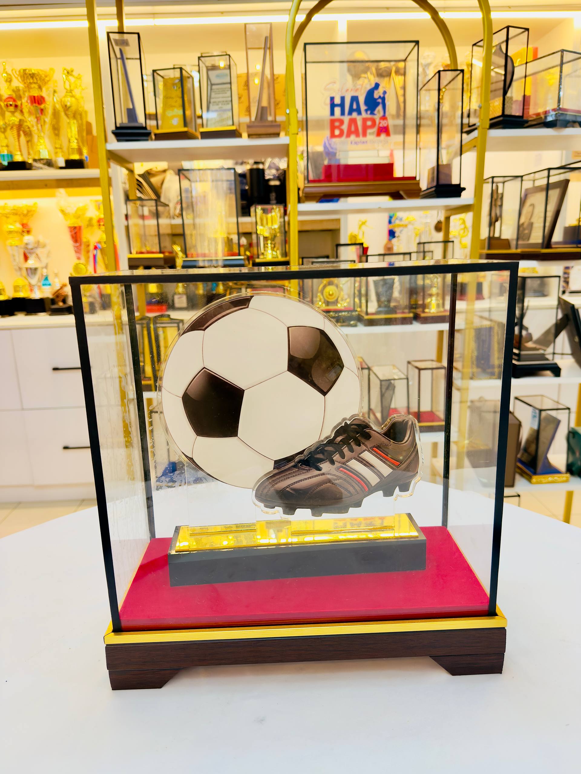 Glass Boxed Multi-layered Acrylic Plaque 1 - Ready Stock Glass Boxed Multi-layered Acrylic Plaque 1 ready stock football award