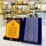 Blue Velvet Box Songket plaque presentation box with woven Songket motif