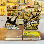 Ready stock sepak takraw acrylic plaques with player and ball artwork