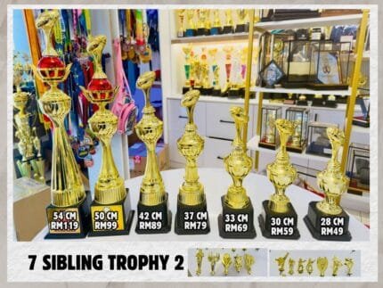 7 Sibling Trophy 2 piala 7 beradik dalam tujuh saiz 28 cm hingga 54 cm