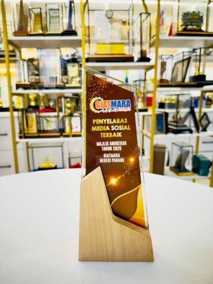 Exclusive Crystal Plaque 10 custom crystal award with wooden base