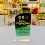 Acrylic Plaque SC Awards 4 with curved top, black green and yellow appreciation artwork, and clear acrylic base